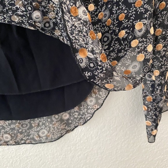 See by Chloe Womens Silk Blend Blouse Top Size 38 Floral Polkadot - Picture 7 of 10